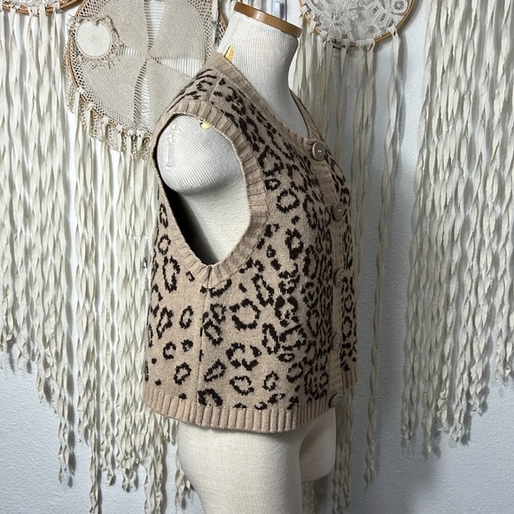 See By Chloe Virgin Wool Leopard Button Front Vest US12 - Picture 2 of 10